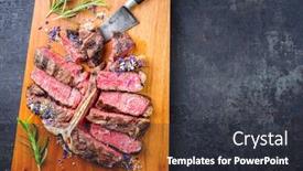  Presentation with wagyu - PPT theme having traditional-barbecue-dry-aged-wagyu background and a dark gray colored foreground