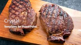  Presentation with cutting board - Cool new slide set with traditional-barbecue-dry-aged-wagyu backdrop and a red colored foreground