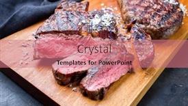  Presentation with wagyu - Presentation theme with traditional-barbecue-dry-aged-wagyu background and a coral colored foreground