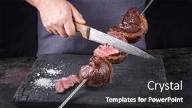  Presentation with wagyu - PPT layouts with traditional-barbecue-dry-aged-wagyu background and a dark gray colored foreground