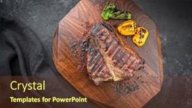  Presentation with wagyu - Presentation design with traditional-barbecue-dry-aged-wagyu background and a tawny brown colored foreground