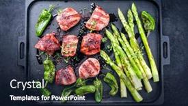  Presentation with barbecue - PPT theme with traditional-barbecue-iberian-pork-filet background and a wine colored foreground