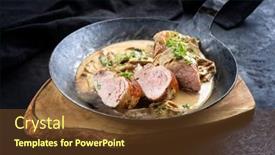  Presentation with barbecue - Presentation having traditional-barbecue-iberian-pork-filet background and a tawny brown colored foreground