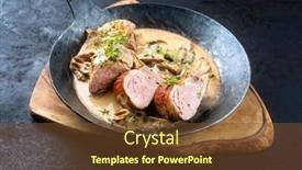  Presentation with barbecue - Slide set enhanced with traditional-barbecue-iberian-pork-filet background and a tawny brown colored foreground