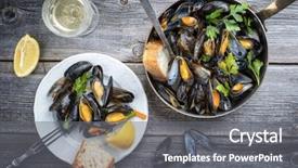  Presentation with barbecue - Slides having traditional barbecue italian blue mussel background and a gray colored foreground