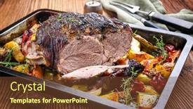  Presentation with barbecue - PPT theme featuring traditional-barbecue-lamb-roast-sliced background and a tawny brown colored foreground