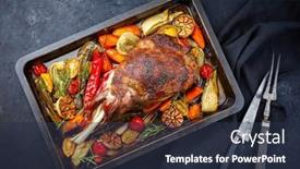  Presentation with shoulder - Slide deck featuring traditional-barbecue-lamb-shoulder background and a tawny brown colored foreground