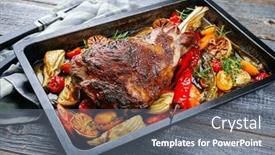 Presentation with shoulder - Slide set with traditional-barbecue-lamb-shoulder background and a gray colored foreground