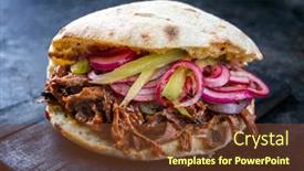  Presentation with burnt - Presentation design having trinity - traditional barbecue pulled beef burger background and a tawny brown colored foreground