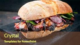  Presentation with piece of the pie - PPT theme featuring pork piece of bosten butt background and a tawny brown colored foreground