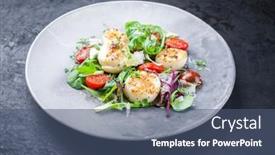  Presentation with lettuce - Slide set with traditional-barbecue-scallops-with-tomatoes background and a ocean colored foreground