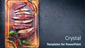  Presentation with barbecue - Slides enhanced with traditional-barbecue-sliced-dry-aged background and a ocean colored foreground
