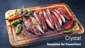  Presentation with cutting board - Theme having traditional-barbecue-sliced-dry-aged background and a tawny brown colored foreground