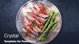  Presentation with green plate - PPT layouts consisting of traditional-barbecue-sliced-dry-aged background and a  colored foreground