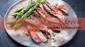  Presentation with green plate - Presentation featuring traditional-barbecue-sliced-dry-aged background and a red colored foreground
