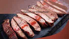  Presentation with wagyu - Presentation theme consisting of traditional-barbecue-sliced-dry-aged background and a coral colored foreground