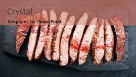  Presentation with cutting board - Slides enhanced with traditional-barbecue-sliced-dry-aged background and a coral colored foreground