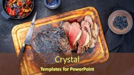  Presentation with ratatouille - Theme with traditional-barbecue-smoked-wagyu-sirloin background and a tawny brown colored foreground