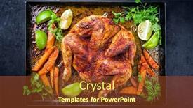  Presentation with sweet potato chips - PPT layouts with traditional-barbecue-spatchcocked-chicken-al background and a tawny brown colored foreground