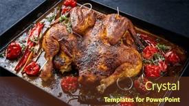  Presentation with jalapeno - PPT theme with traditional-barbecue-spatchcocked-chicken-al background and a tawny brown colored foreground