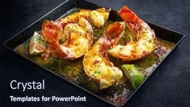  Presentation with barbecue - Cool new PPT theme with traditional-barbecue-spiny-lobster-tail backdrop and a wine colored foreground