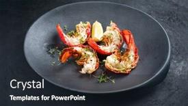  Presentation with barbecue - Theme consisting of traditional-barbecue-spiny-lobster-tail background and a wine colored foreground