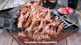  Presentation with barbecue - PPT theme consisting of traditional barbecue wagyu pulled beef background and a tawny brown colored foreground