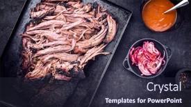  Presentation with wagyu - PPT theme having traditional-barbecue-wagyu-pulled-beef background and a wine colored foreground