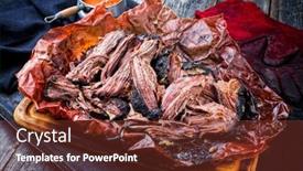  Presentation with wagyu - Cool new PPT layouts with traditional-barbecue-wagyu-pulled-beef backdrop and a tawny brown colored foreground