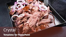  Presentation with wagyu - Beautiful PPT theme featuring traditional-barbecue-wagyu-pulled-beef backdrop and a tawny brown colored foreground