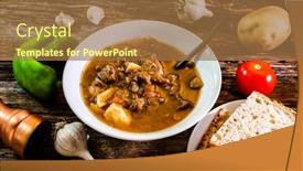  Presentation with rustic - PPT theme featuring traditional-beef-stew-on-rustic background and a coral colored foreground