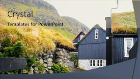  Presentation with roof - Slides enhanced with traditional-black-houses-with-grass background and a soft green colored foreground