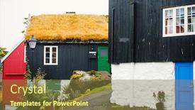  Presentation with roof - Theme enhanced with traditional-black-houses-with-grass background and a tawny brown colored foreground