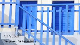  Presentation with greek islands - Audience pleasing theme consisting of traditional blue and white colors building on greek islands backdrop and a light blue colored foreground