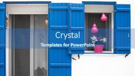  Presentation with greece blue - Slide set consisting of traditional-blue-window-on-white background and a ocean colored foreground