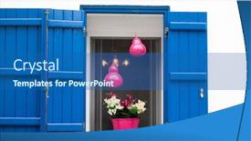  Presentation with greece blue - PPT layouts featuring traditional-blue-window-on-white background and a ocean colored foreground