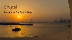  Presentation with boats - Audience pleasing PPT layouts consisting of traditional boats called dhows are anchored in the port near museum of islamic in doha qatar backdrop and a gold colored foreground