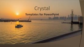  Presentation with qatar - Beautiful PPT layouts featuring traditional-boats-called-dhows backdrop and a coral colored foreground