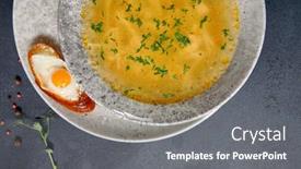  Presentation with noodle - Audience pleasing presentation design consisting of traditional-bowl-food-chicken-noodle backdrop and a gray colored foreground