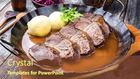  Presentation with german - Presentation design having traditional-braised-marinated-german-sauerbraten background and a tawny brown colored foreground