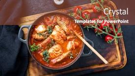  Presentation with iron - Presentation design consisting of traditional-brazilian-fish-stew-moqueca background and a red colored foreground