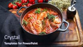  Presentation with fish - Slide set with traditional-brazilian-fish-stew-moqueca background and a wine colored foreground