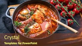  Presentation with iron - Audience pleasing slide set consisting of traditional-brazilian-fish-stew-moqueca backdrop and a tawny brown colored foreground