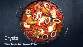  Presentation with tomato - Slides with traditional-brazilian-fish-stew-moqueca background and a wine colored foreground