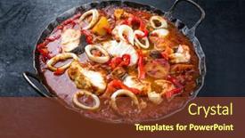  Presentation with fish - Presentation design featuring traditional-brazilian-fish-stew-moqueca background and a  colored foreground