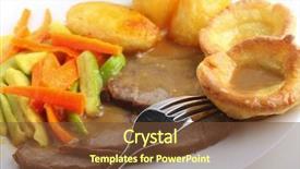  Presentation with roast beef - PPT theme with traditional british meal of roast background and a tawny brown colored foreground