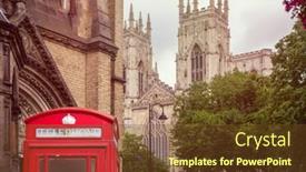  Presentation with phone booth - Colorful presentation design enhanced with traditional british red phone booth backdrop and a tawny brown colored foreground
