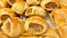  Presentation with british - Presentation theme having traditional-british-sausage-roll-savory background and a gold colored foreground