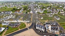  Presentation with traditional - Beautiful presentation design featuring traditional-brittany-houses-view backdrop and a violet colored foreground