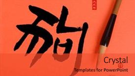  Presentation with chinese calligraphy - PPT layouts with traditional brush with calligraphy mean background and a red colored foreground